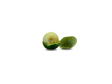 Strychnos potatorum or clearing nut green fruits isolated on white background clipart