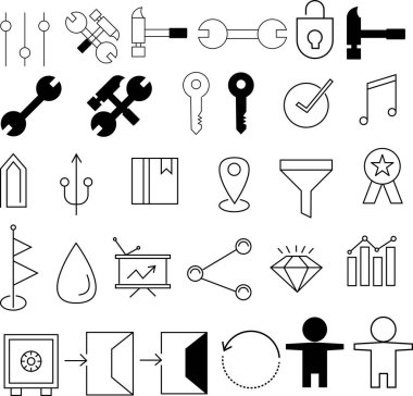 Business and corporate symbol flat icons set clipart