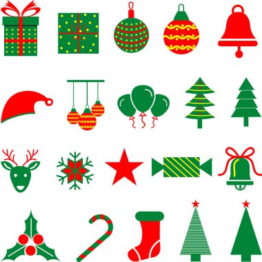 Noel zirvesi ve mutlu noel ikonu seti