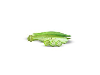 Okra or Abelmoschus esculentus fruits isolated on white background clipart