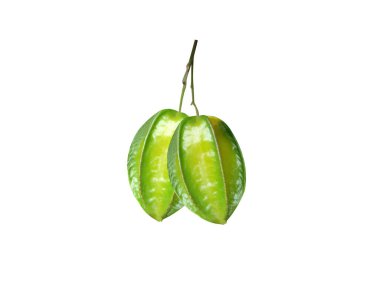 Averrhoa carambola or green star fruit isolated on white background clipart