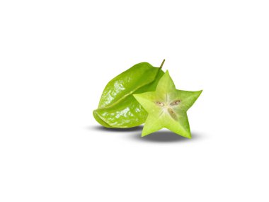 Averrhoa carambola or star fruit with slice isolated on white background clipart