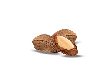 Brazil nuts or Bertholletia excelsa seeds isolated on white background clipart