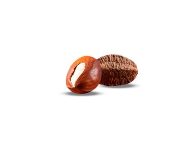 Brazil nuts or Bertholletia excelsa seeds isolated on white background clipart