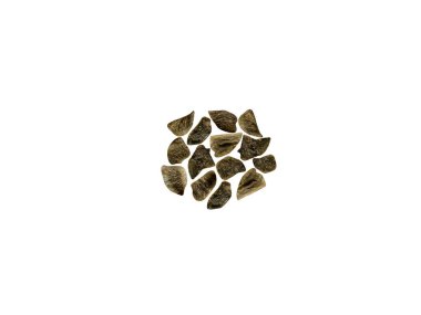 Beyaz arkaplanda izole edilmiş Delphinium veya larkspur kurutulmuş tohumları