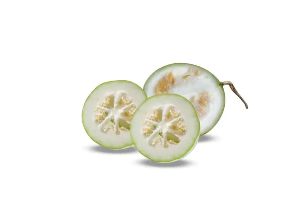 Beyaz arka planda izole edilmiş Benincasa hispida veya balmumu meyve dilimi