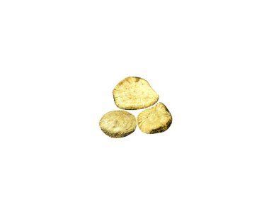 Mandragora officinarum veya Mandrake kök dilimi beyaz arka planda izole edilmiş