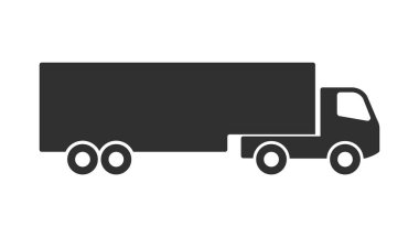 Yarı karavan kamyon simgesi. Yarı kamyon amblemi işareti. Vektör çizimi. Beyaz arkaplanda izole.