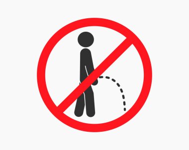 İşeme sembolü yok. İşemek yasaktır işareti. İşemeye izin yok. Yer Vektörü illüstrasyon resmine işemek yok. Beyaz arkaplanda izole.