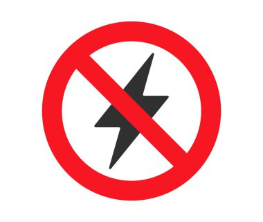 Güç yok, şarj oluyor. Anti statik madde flaş ikonu. Statik elektrik şimşek işareti. Elektrik uyarı sembolü yok. Enerji, voltaj ya da elektrik logosu yok. Vektör resimleme.