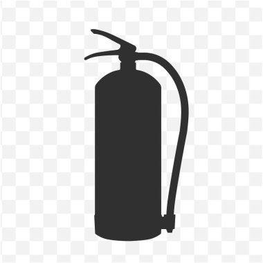 Yangın söndürücü acil durum simgesi işareti. İtfaiyeci aletleri, alevlerle savaşma sembolü logosu. Vektör çizimi. Beyaz arkaplanda izole.