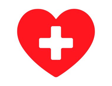 AED acil durum defibrilatör simgesi. İlk yardım otomatik dış defibrilatör. Vektör çizimi. Beyaz arkaplanda izole.