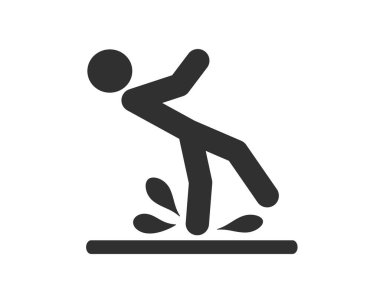 Islak tabela sembolü. Kaygan zemin uyarı turuncu tabela ikonu. Vektör resimleme. 