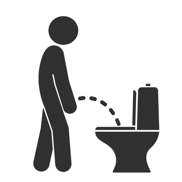 İşeyen Adam simgesi. İnsanların imzasına işemek. İdrar çubuğu insan figürü. Vektör çizimi. Beyaz arkaplanda izole.