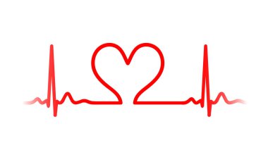 EKG kalp atışı çizgisi. Kardiyoloji, elektrokardiyogram, doktor, hastane sağlık logosu. Normal sinüs ritmi kompleksi. Vektör illüstrasyon simgesi.