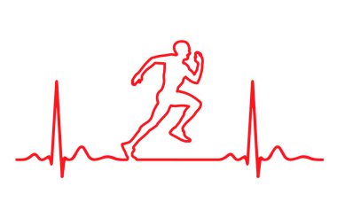 Ecg cardiac heart beat line. Cardiology, electrocardiogram, doctor, hospital Healthcare logo sign. normal sinus rhythm qrs complex. Vector illustration icon. clipart