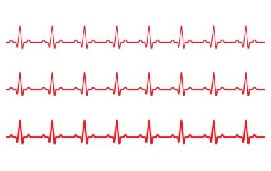 EKG kalp atışı çizgisi. Kardiyoloji, elektrokardiyogram, doktor, hastane sağlık logosu. Normal sinüs ritmi kompleksi. Vektör illüstrasyon simgesi.