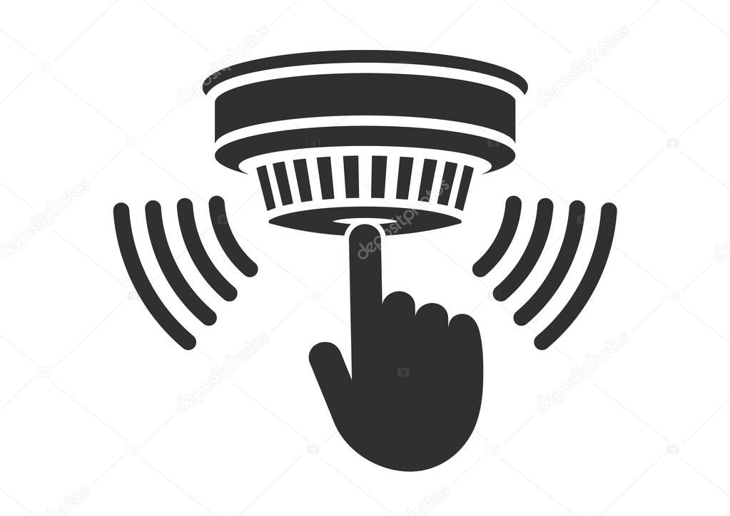 Test your smoke alarms. Smoke detector icon symbol. Fire alarm logo sign. Fire safety equipment. Vector illustration image. Isolated on white background.