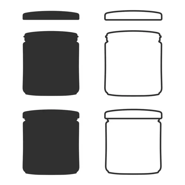 Gerçekçi cam kavanoz siluet şekli. Cam paket ikon sembolü. Vektör çizimi. Beyaz arkaplanda izole.