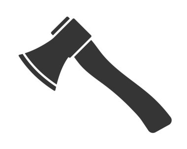 Tahta balta simgesi şekli. Orman baltası logosu işareti. Vektör çizimi. Beyaz arkaplanda izole.