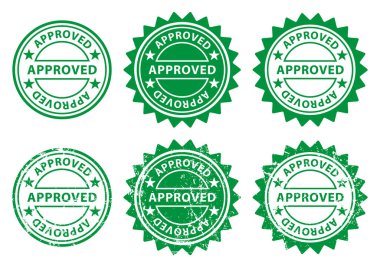 Onaylanmış Metin Harfi Grunge Style Rubber Şablon seti. Vektör çizimi. Beyaz arkaplanda izole.