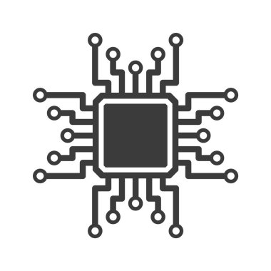 Makine öğrenme mikro çip sembolü, ML simgesi, Yapay Zeka işareti