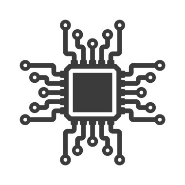 Makine öğrenme mikro çip sembolü, ML simgesi, Yapay Zeka işareti