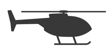 Helikopter simgesi şekil sembolü silueti. Helikopter logosu işareti. Vektör çizimi. Beyaz arkaplanda izole.