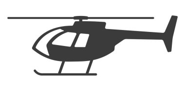 Helikopter simgesi şekil sembolü silueti. Helikopter logosu işareti. Vektör çizimi. Beyaz arkaplanda izole.