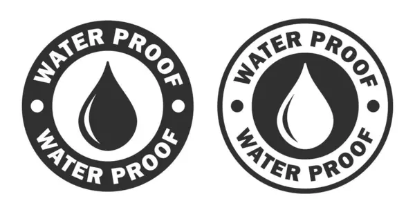 Su geçirmez damlatma çemberi pul simgesi. Su geçirmez levha logosu. Su korumalı, sıvı geçirmez. Vektör çizimi. Arkaplanda izole.