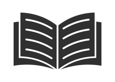 Katalog simgesi şeklini aç. Kullanma kılavuzu logo işareti. Günlük metin çalışma sayfası. Vektör çizimi. Beyaz arkaplanda izole.