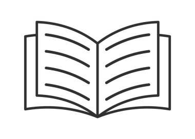 Katalog simgesi şeklini aç. Kullanma kılavuzu logo işareti. Günlük metin çalışma sayfası. Vektör çizimi. Beyaz arkaplanda izole.