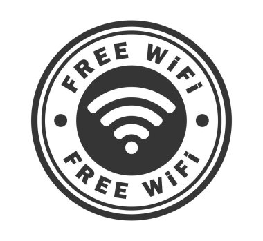 Ücretsiz Kablosuz Kablosuz Bağlantı Çemberi damgası. Web ağı bağlantı logosu işareti. Vektör çizimi. Beyaz arkaplanda izole.