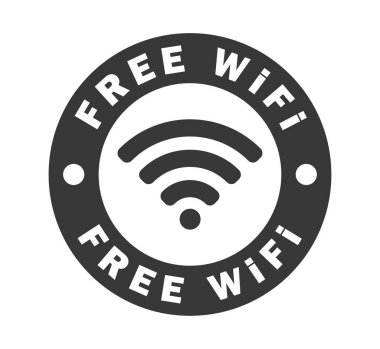 Ücretsiz Kablosuz Kablosuz Bağlantı Çemberi damgası. Web ağı bağlantı logosu işareti. Vektör çizimi. Beyaz arkaplanda izole.