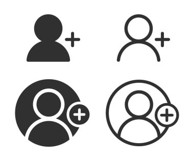 Yeni bir Kullanıcı profili girişi ya da erişim kimlik doğrulama simgesi ekle. Web Avatar uygulaması ve arayüz logosu işareti. Vektör illüstrasyon. Beyaz arkaplanda izole.