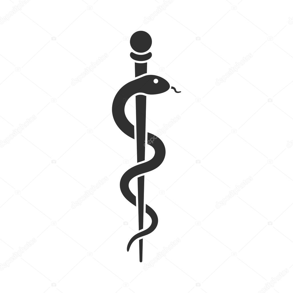 Symbol of the cross with the caduceus icon. Emt Paramedic, EMT Star of Life. ambulance first aid logo sign. Healthcare doctor pharmacy. Vector illustration image. Isolated on white background.