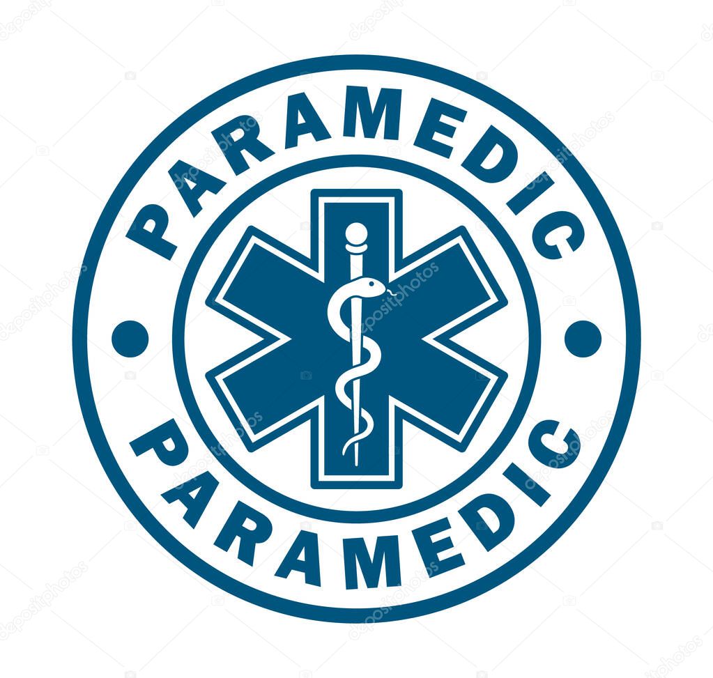 Symbol of the cross with the caduceus icon. Emt Paramedic, EMT Star of Life. ambulance first aid logo sign. Healthcare doctor pharmacy. Vector illustration image. Isolated on white background.