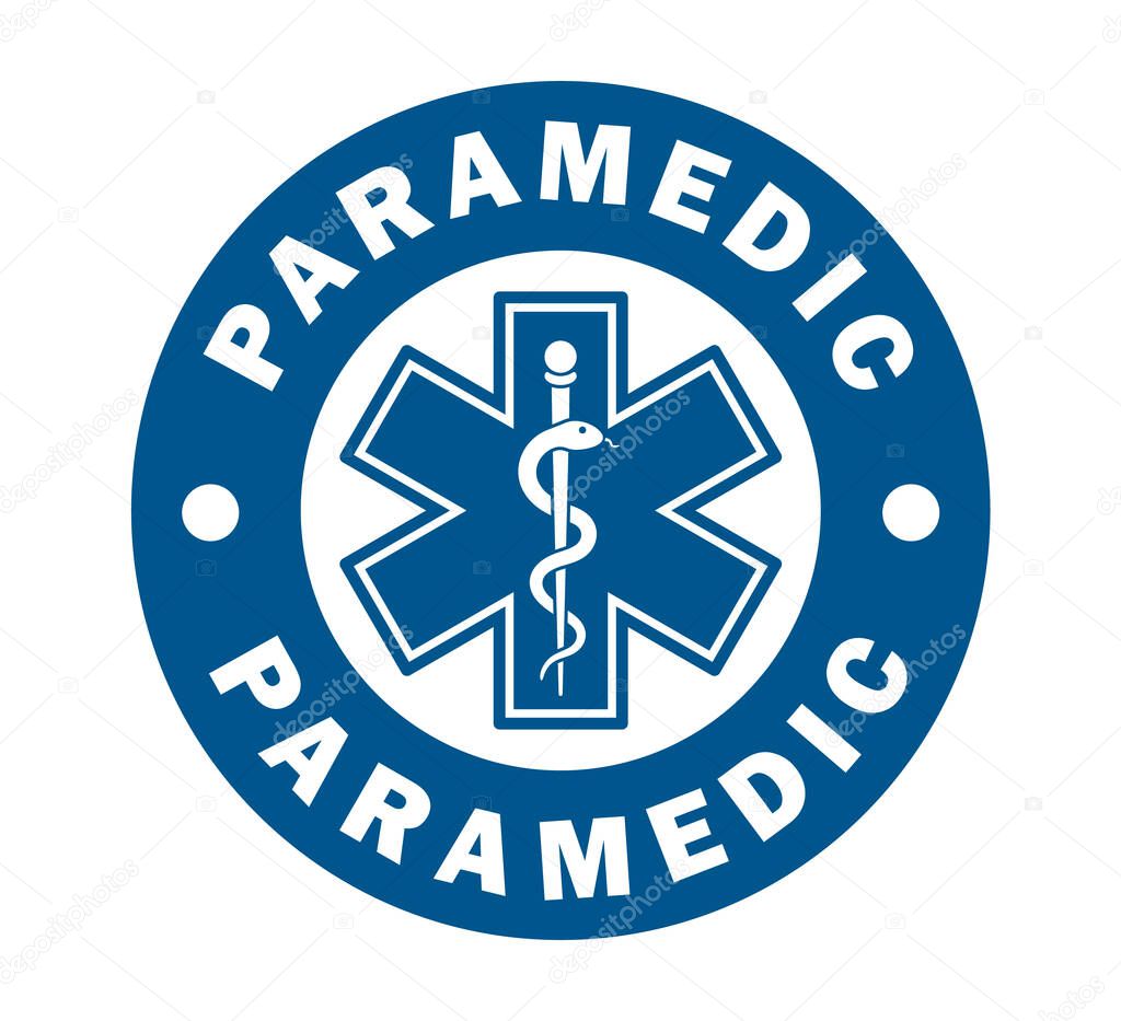 Symbol of the cross with the caduceus icon. Emt Paramedic, EMT Star of Life. ambulance first aid logo sign. Healthcare doctor pharmacy. Vector illustration image. Isolated on white background.