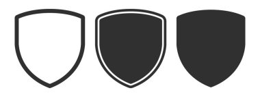 Web Güvenlik Kalkanı şekil sembolü ayarlandı. Polis rozeti amblemi koleksiyonu. Çerçeve amblemi. Vektör çizimi. beyaz arkaplanda izole. 