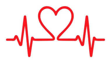 EKG kalp atışı hattı. Kalp atışı sinüs ritmi. Vektör çizim simgesi. Beyaz arkaplanda izole