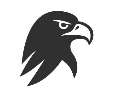 Agresif Kartal logo simgesi. Kuş kartal şahin silueti işareti. Vektör çizimi. Beyaz arkaplanda izole.