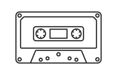 Düzenlenebilir vuruş hattı Cassette Teyp Retro Vintage Mixtape simgesi. 90 'ların klasik kaset amblemi. Vektör çizimi. Beyaz arkaplanda izole.
