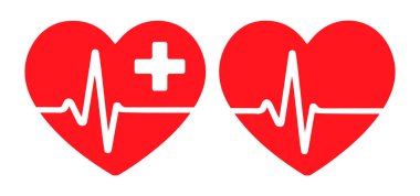 EKG kalp atışı hattı. Kalp atışı sinüs ritmi. Vektör çizim simgesi. Beyaz arkaplanda izole