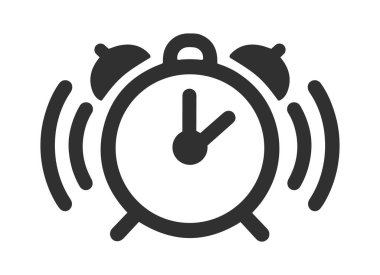 Alarm saat simgesi logosu. Zaman sembolü işareti. Vektör çizimi. Beyaz arkaplanda izole.