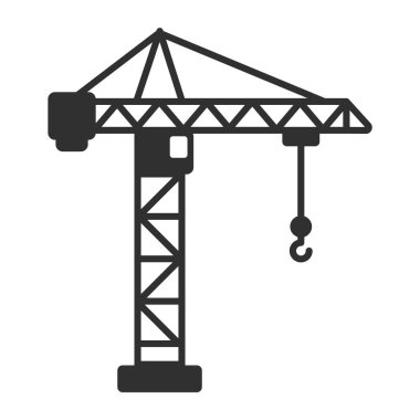 Köprü Crane Simgesi. Kule Turna amblemi. Vektör çizimi. Beyaz arkaplanda izole.