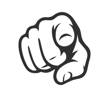 Parmağın ikon sembolünü işaret ediyor. El logosu şablonu istiyoruz. Vektör çizimi. Beyaz arkaplanda izole.