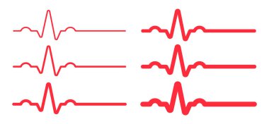 EKG kalp atışı hattı. Kalp atışı sinüs ritmi. Vektör çizim simgesi. Beyaz arkaplanda izole