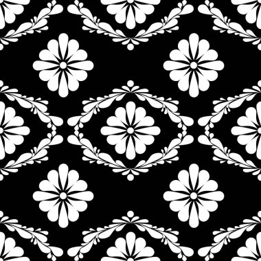 Kusursuz beyaz çiçek deseni ve siyah sırt çantası.