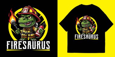Firesaurus tişört tasarımı ve illüstrasyonu