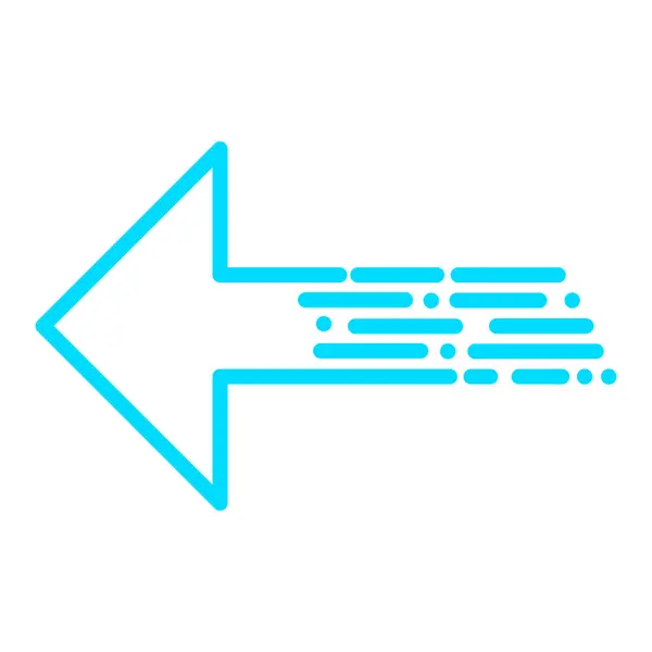 Bu resim, solu gösteren mavi bir ok ile arkasında kesik çizgiler var ve bir hareket etkisi yaratıyor. Tasarım hız ya da hareket öneriyor, hızlı navigasyon için ideal bir sembol, ters yön.